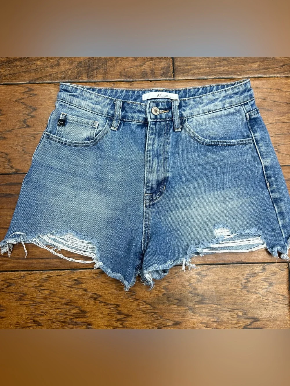 KanCan Medium Blue Distressed Denim Shorts